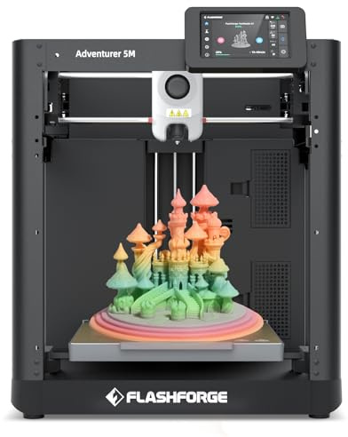 Flashforge Adventurer 5M 600mm/s Hochgeschwindigkeits-3D-Drucker mit Auto-Kalibrierung, Schnellwechseldüse + PEI-Platte – 220x220x220mm Bauraum für Modellbau/Prototyping
