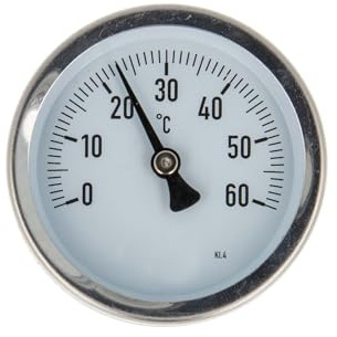tecuro Bi-Metall Ø 63 mm Anlegethermometer 0-60°C Metallausführung mit Klemmfeder