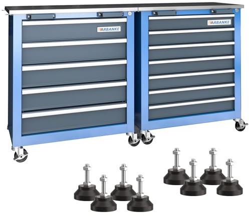 LARBANKE Combination 12-Drawer Tool Chest with Stainless Steel Countertop,7 Drawer 5 Drawer Tool Chest for Connected Use,Locking System Tool Storage Cabinet with Wheels and Padded Feet