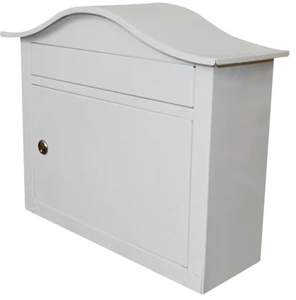 Paketbox Draussen, Briefkasten Groß，Hängebriefkasten, Briefkasten für die Zustellung von Briefen und Zeitschriften, Großes Fassungsvermögen, Wetterfest, Material aus Verzinktem Stahlblech(White)