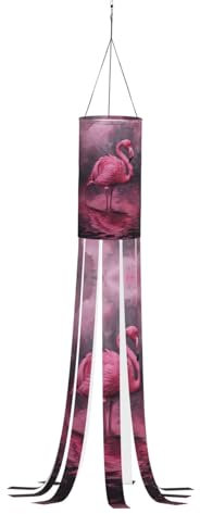 WCXTHGFA Windsack mit hohlem Flamingo-Druck, vielseitig, charmante Outdoor-Dekoration für Herbst, Erntedankfest, Winter