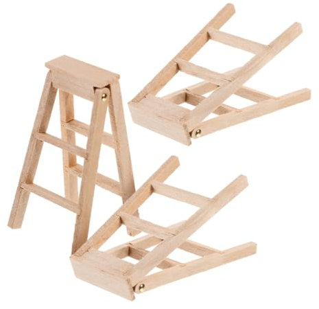 SHINEOFI 3pcs Dollhouse Scale Model Ladder Miniature Home Accessories Wooden Herringbone Ladder for Mini House Decorations Craft Projects