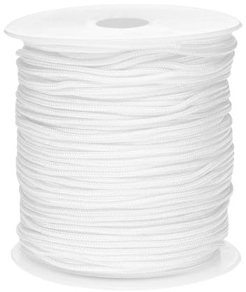 sourcing map Nylon String for Bracelets, 2mm 109 Yards Nylon Cord Satin String Beading Elastic String for Window Curtain Blind Bracelets Sewing Necklace Crafts, White