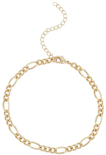 Beebeecraft 1 Scatola 5 Pezzi Bracciale A Catena Figaro Placcato Oro 18K 184cm Bracciale A Catena A Maglie Cubane da Uomo Bracciale A Maglie Cubane