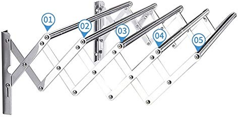 Handtuchhalter, zusammenklappbar, aus Edelstahl, zur Wandmontage, Handtuchhalter, Teleskop-Handtuchhalter für Küche, Bad oder Toilette, 5 Stangen für drinnen und draußen, 70 cm (70