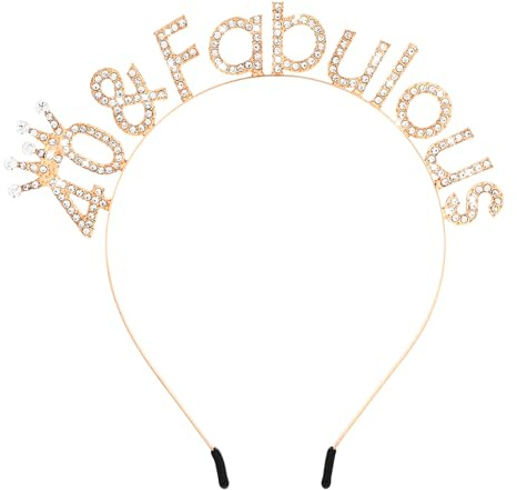 Kifmurase Serre-tête décoratif pour femme - 40e anniversaire - Fabuleux strass - Couronne dorée et diadème - Décoration d'anniversaire - Cadeau pour femme