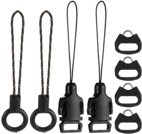 HJZHII 8 hebillas de liberación rápida para correa de cámara DSLR, adaptador de bucles triangulares con tapa de ABS mini conector de anillo dividido para cámaras sin espejo, cinturón con ojales, Negro