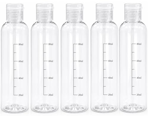 Constefire Botes Viaje Rellenables 100ml, 5 PACK Botes de Viaje Avion Plastico, Botellas de Viaje Transparentes, contenedor de cosmeticos,bote vacios para gel, Champú, Gel, Loción,Toner,Aceite solar