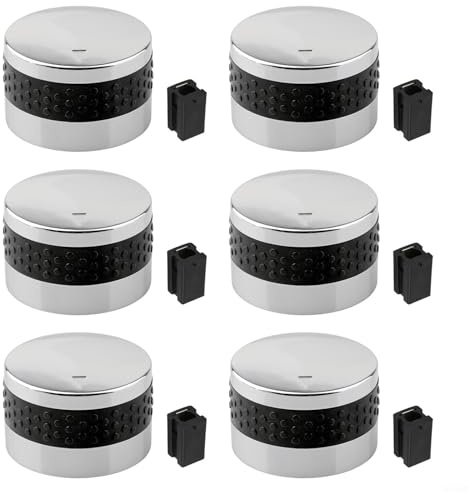 CWOQOCW Gasgrill-Brenner-Drehknöpfe, Herd-Kontrollknöpfe, Edelstahl-Optik, Grillknauf, für Gasgrill, Outdoor, Zuhause, Küche, verchromt (6 Stück)