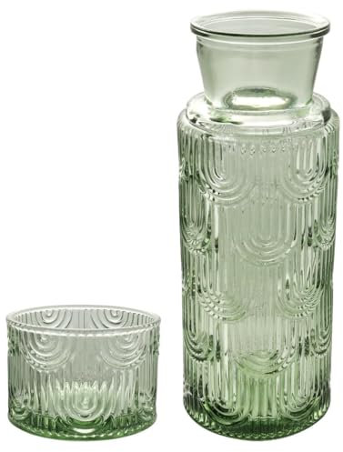 Juego de Jarra de Agua y Vidrio Para Mesita de Noche, Jarra de Vidrio de 630 Ml Con Taza, Para Dormitorio de Invitados, Baño, Sala de Estar (Verde)