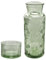 Bedside Water Carafe and Glass Set, Mouthwash Water Dispenser for Bathroom, 21.6 OZ Glass Pitcher Bottles with 6 OZ Lid for Kitchen Bedroom and Dining (Green)