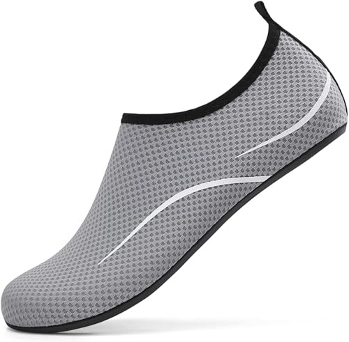 sportvibe Water Shoes Women Beach Shoes Men Lightweight Swim Barefoot Quick Dry Breathable Aqua Shoes for Surfing Running Driving Pool Yoga (Grey,9 UK/43 EU)