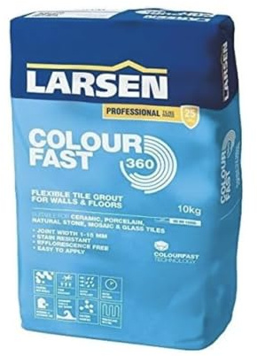 Larsen Colourfast 360 Tile Grout 10 kg Jasmine – Perfect for Indoor & Outdoor Grouting for Bathrooms, Patios and Home Improvement Project – Quick Drying Grouting Adhesive for Uniform Colour