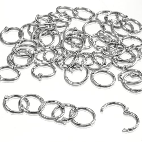 50 Pcs Loose Leaf Binder Rings Small Binder Rings for Index Cards Metal Mini Book Ring Key Ring Clips for Paper Binding Flash Card Notebook Office Silver 0.79 Inch
