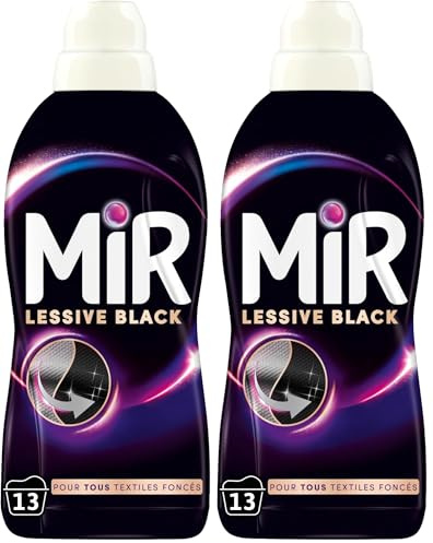Mir - Lessive Liquide - Lessive Black - Main & Machine - Raviveur - Formule Unique 3en1 - Couleurs - Fibres - Fraîcheur - Nettoie avec Soin - Anti-Bouloche - Pour tous les Textiles Foncés - 13 Lavages