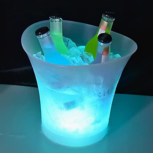 Aumotop Lampe LED à Couleur Changeante Automatique, Seau à Glace 5L, Haute capacité, alimenté par Batterie, pour Restaurant Thème, Pub, Résistance L'eau