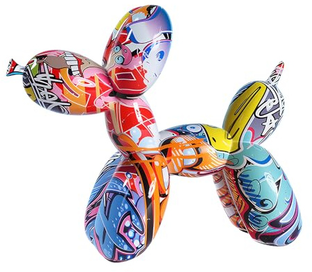 ZMCVOE Ornamento a forma di cane a palloncino, scultura a forma di cane in resina, ornamento creativo e carino per ufficio, soggiorno, camera da letto, scaffali, decorazione regalo (21,1 x 8,6 x 17 cm