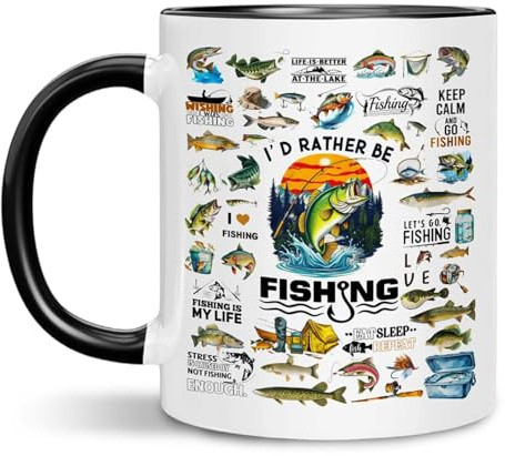 Fishing Gifts for Men, Funny Fishing Mug, Premium White Ceramic Cups, Insulated Funny Mugs for Men, Great for Home, Office, Camping, Thoughtful Gift for Dad, Him