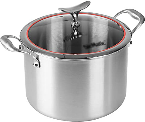 CVGfko Stock Pot 304 Stainless Steel Household stewing Porridge Milk Pot Double Bottom Thickening Gas Induction Cooker,26cm