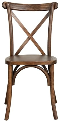 Biscottini Stuhl aus Holz und Rattan im Bistro-Stil mit Kreuz-Rückenlehne – Stühle für Küche, Esszimmer, Bar und Restaurant Thonet – Vintage-Stühle – Stapelstuhl Rustica Cross