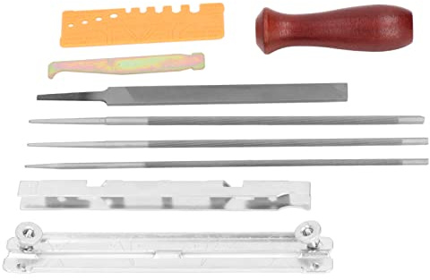 Fafeicy Kit Affilatrice per Motoseghe, Materiali in Acciaio al Carbonio, 3 Lime Tonde e Indicatore di Ispezione Rapida per Motoseghe da Giardino e da Officina