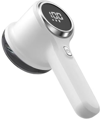 Electric Lint Remover – USB Rechargeable Fabric Shaver with 3 Blades, Portable Debobbler for Clothes, Carpet, Sweaters & Upholstery, Quick & Effective Fuzz, Lint, and Fluff Removal (white)