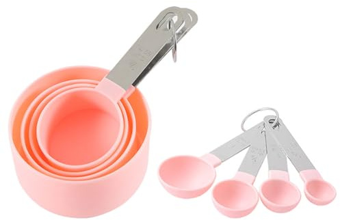 TOPPERFUN Set de Cucharas y Tazas Medidoras Apilables de Acero Inoxidable y Pp Resistentes y Precisas para Repostería y Uso en Cocina