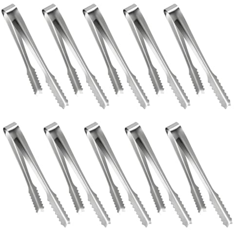 10 Pinzas de Acero Inoxidable, Pinzas para Hielo, Pinzas para Azúcar | Pinzas para Dulces, Pinzas de Candy Acero Inoxidable para Banquete de Boda, Buffet, Parillas Y Picnics