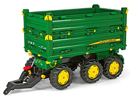 Rolly Toys rollyMulti Trailer John Deere Kipper (Dreiseitenkipper mit Gewindekurbel, Heckkupplung) 3 Jahre+, 125043, grün