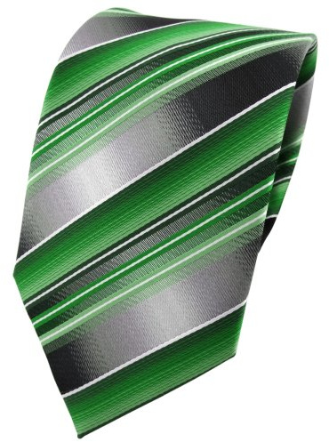 TigerTie - Corbata - verde verde esmeralda plata antracita gris rayas