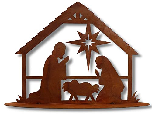Rostikal Krippe Weihnachten Deko Weihnachtskrippe mit Figuren Weihnachtsdeko Bethlehem