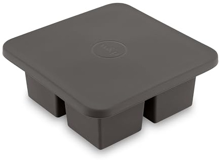 W&P Peak Silicone Extra Large Cube Ice Tray w/ Protective Lid | Charcoal | Easy to Remove Ice Cubes | Food Grade Premium Silicone | Dishwasher Safe, BPA Free