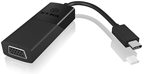 Icy Box IB-AC533-C - Cavo Adattatore USB (Type-C & Alternate Mode) a VGA, Supporta Estensione/Specchio (Fino a 2048 x 1152 Pixel 60 Hz), Colore: Nero