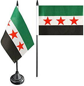 Tischflagge/Tischfahne Syrien 1932-1963 / Opposition - Freie Syrische Armee + gratis Aufkleber, Flaggenfritze®