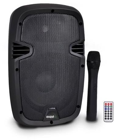 Ibiza Enceinte Autonome 8/20cm 300W USB/SD/BT avec Micro VHF HYBRID8VHF-BT