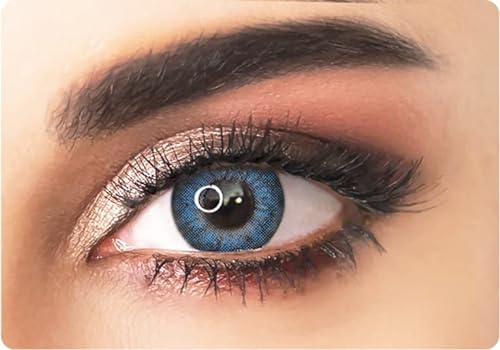 ADORE - Lenti a Contatto Colorate Non Graduate - Lenti a Contatto Trimestrali + Portalenti Personalizzato Gratuito (AZZURRO/DARE) - Fabbricate in Italia