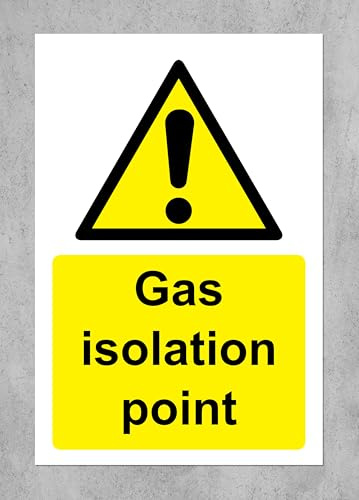 Gas isolation point safety sign - 1.2mm Rigid plastic 300mm x 200mm