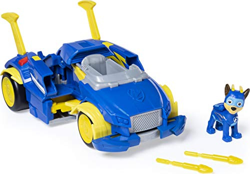 PAW PATROL Mighty Pups Super Paws - Chases verwandlungsfähiges Powered Up Fahrzeug mit Figur