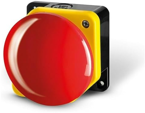 Dieffematic Pulsante Emergenza Fungo per Automazione Cancello - Arresto Immediato NC Chiuso Normalmente, Professionale Rosso Ø90mm