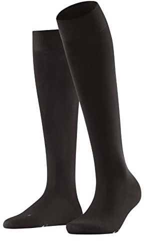 FALKE Lufthansa Travel & Comfort dam Vitalizer knästrumpor förstärkta knästrumpor för kvinnor kompression hudvänliga slitstarka resor långt sittande andningsbar bomull 1 par, Brun (mörkbrun 5239), 40