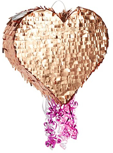 Sparkle and Bash Mini-Herz-Piñata mit Zugschnur, 39 x 33 x 7,6 cm, Roségold, Valentinstag-Piñata für Geburtstagsparty-Dekoration, und mühelose Überraschung mit Schnur