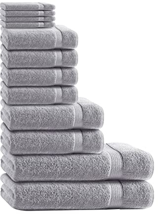 Class Home Collection 12 TLG Frottee Handtücher Set | Gästetuch | Handtuch | Duschtuch | Waschhandschuh | Silber