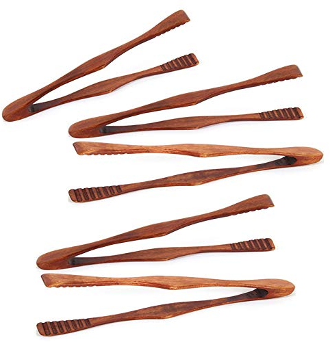 5 pinze da cucina, in legno, per tostapane, per cucina, campeggio, grill, buffet, ristorante, ecc