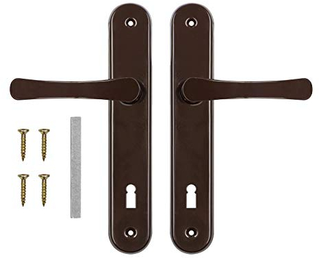 ADGO Set di maniglie Buntbart 90 per casa, porte interne, camere, con guarnitura a placca lunga, foro per serratura, in alluminio