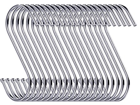 Swatowot 10 Pack Heavy Duty S Hooks S Shaped Hanging Hooks Large Hangers for Kitchen, Bathroom, Bedroom and Office (Silver)