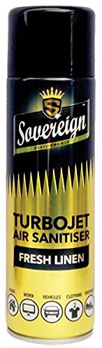 Sovereign Car Home Turbojet Air Freshener Sanitiser Blast Spray - FRESH LINEN