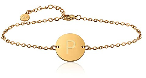 GD GOOD.designs Armkette mit Buchstaben in Gold | 18k Echtgold beschichtet | Anhänger mit Initialen Gravur - Geschenk für Sie und Ihn