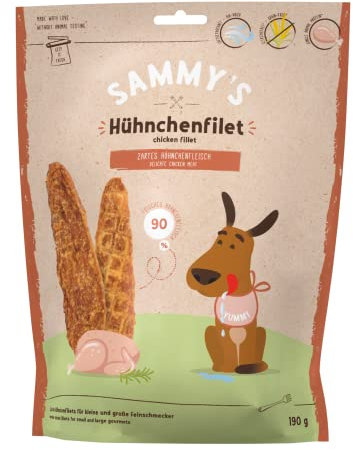 Sammy´s Hühnchenfilet| Fleischiger Snacks für Hunde| Getreidefrei | Single Anima Protein | ohne Zucker | ohne Farb und Aromastoffen| 1 x 190g
