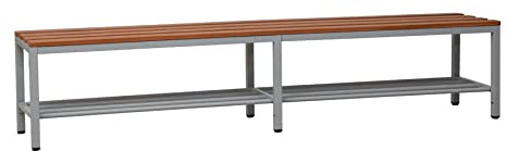 Schrank & Stuhl Sitzbank | Garderobenbank mit Schuhrost, freistehend, 200 cm breit, Grau/Buche