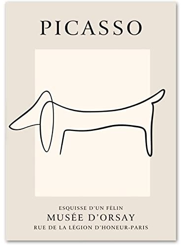 AIVYNA Pablo Picasso Poster - Linie Dackel Minimalistische Wand Bilder, Leinwand Gemälde, Kunstdrucke - Wohnkultur Rahmenlos 30×40cm